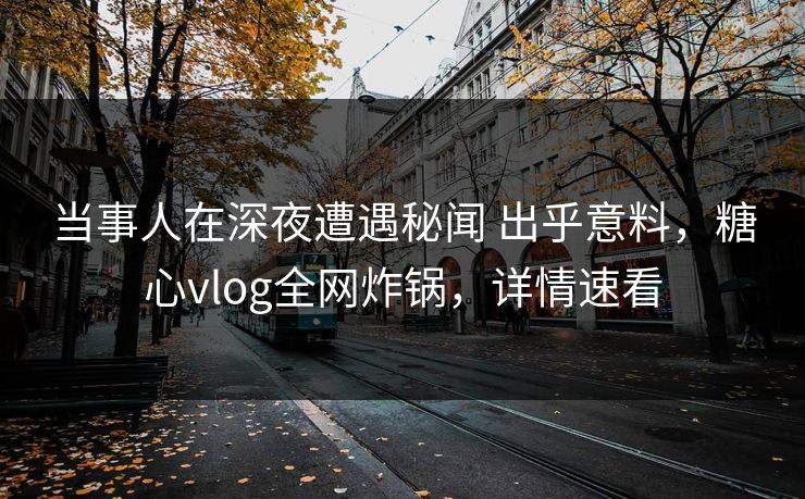 当事人在深夜遭遇秘闻 出乎意料,糖心vlog全网炸锅,详情速看 当事人在深夜遭遇秘闻 出乎意料,糖心vlog全网炸锅,详情速看
