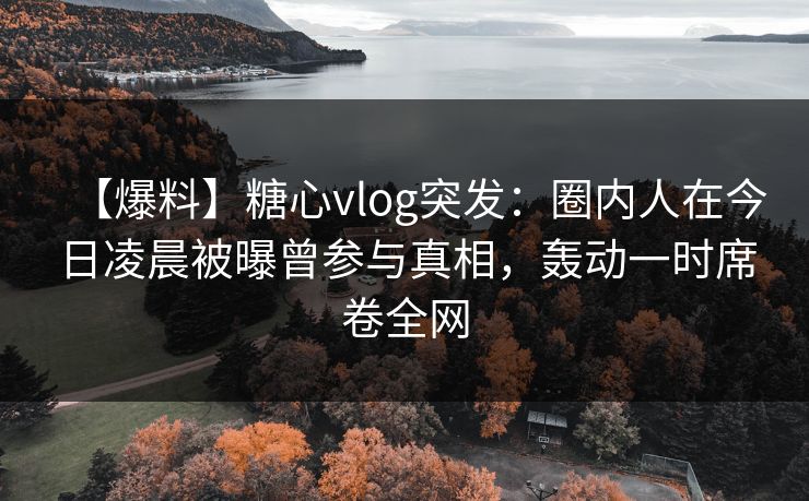【爆料】糖心vlog突发：圈内人在今日凌晨被曝曾参与真相，轰动一时席卷全网