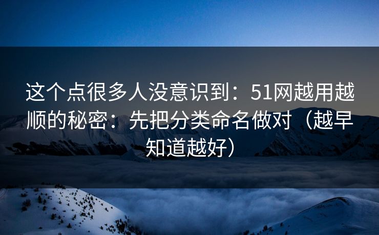 这个点很多人没意识到：51网越用越顺的秘密：先把分类命名做对（越早知道越好）