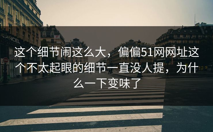 这个细节闹这么大，偏偏51网网址这个不太起眼的细节一直没人提，为什么一下变味了